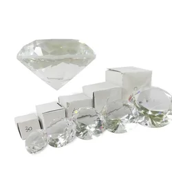 Crystal Glass Diamond Ornament - Transparent Decorative Gem - 50mm