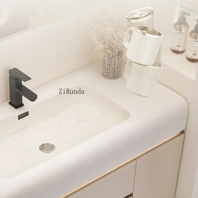 Nordic Cream Style Bathroom Cabinets Luxury Vanity with Sink Fog Removal Smart Mirror Cabinets Fashion Furniture Шкафы FYBC