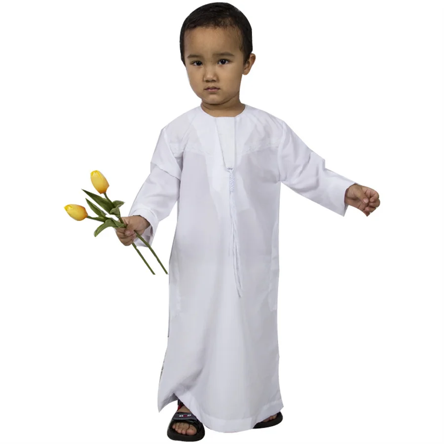 

Kids White Muslim Abaya Islamic Dubai Kaftan Children Jubba Thobe Eid Arabic Boy Ramadan Prayer Clothes Baby Robe Galabia Caftan