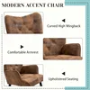 WingBack Chair, Rustic Accent Chair with Arms Upholstered, Button Backrest for Living Room (Brown) 3