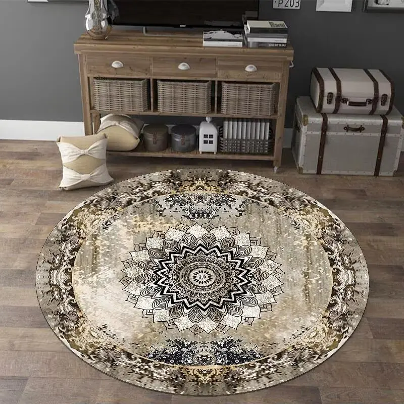 European Style Luxury round Carpet Home Decoration Living Room Non-slip Large Rugs Bedroom Cloakroom Short Velvet Floor Mats 3