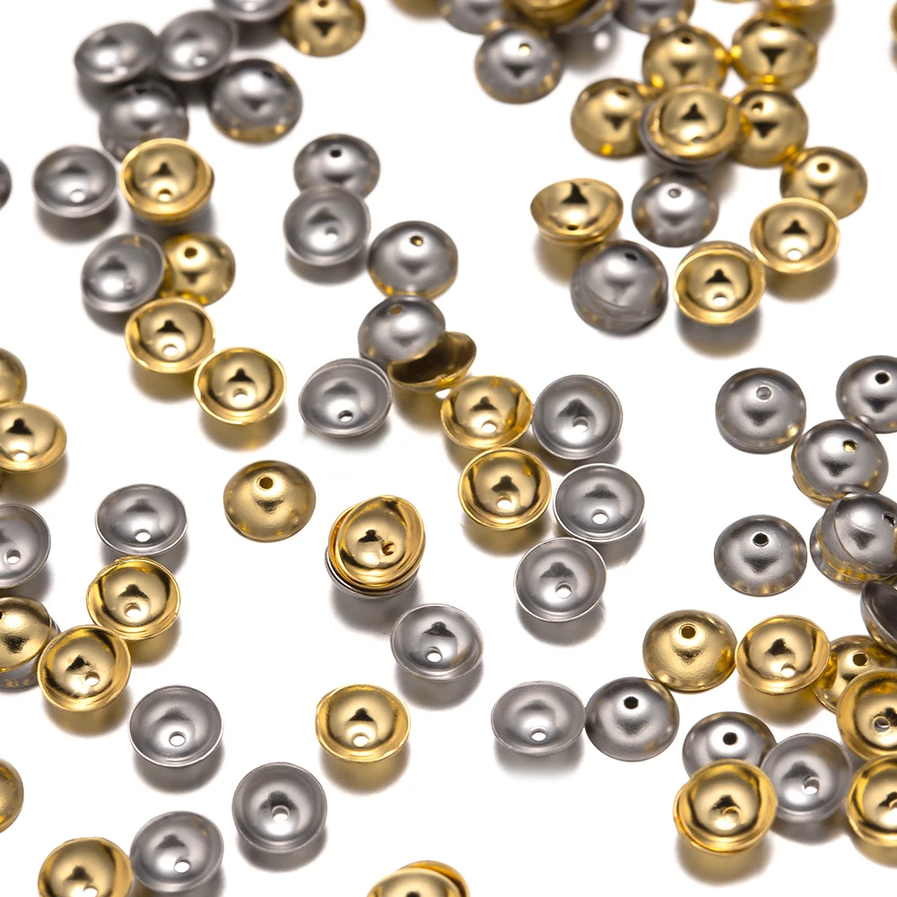 50 teile/los edelstahl gold farbe runde perlen kappen für diy armbänder komponenten schmuck herstellung zubehör liefert material – Detail 2