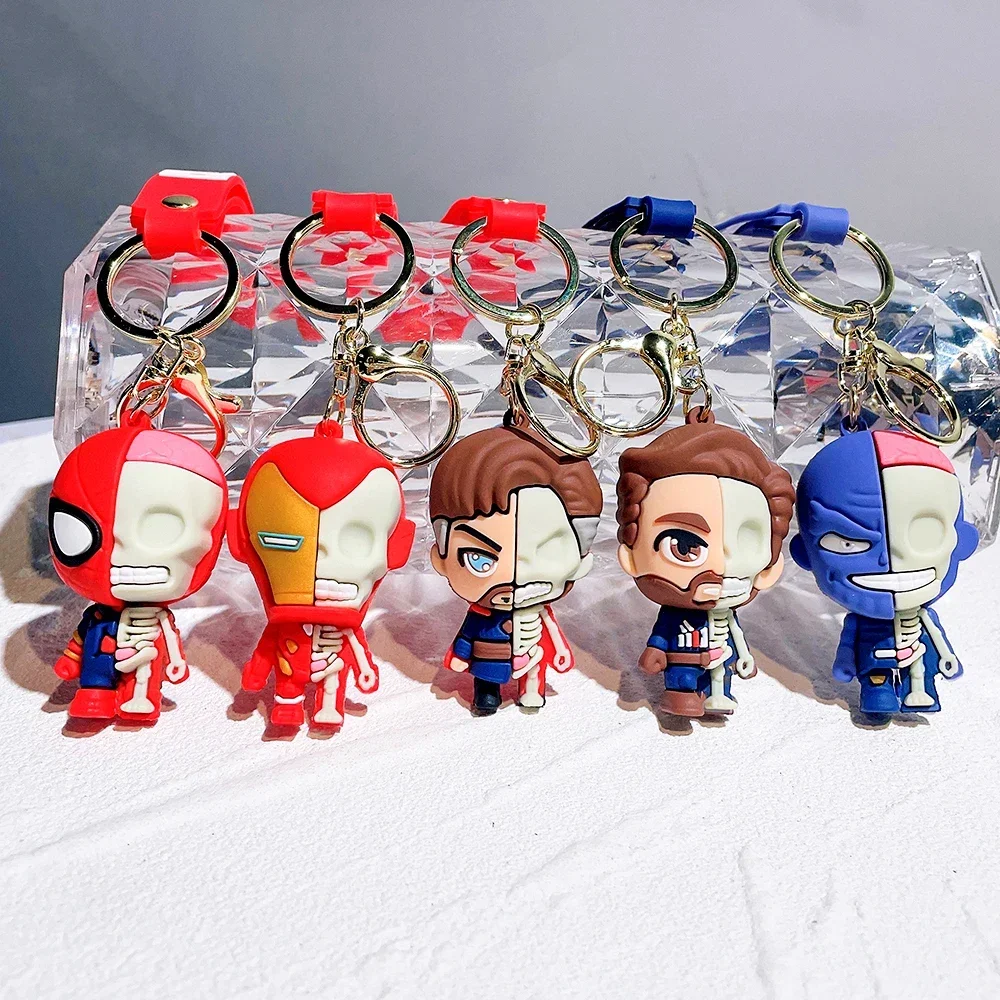 

Cartoon Avenger League Series Key Chain Iron Man Spiderman Captain America Key Chain Bag Pendant Keyring