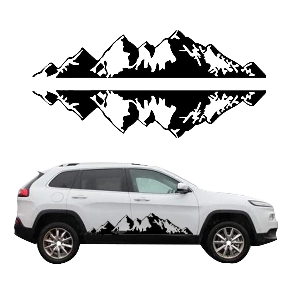 자동차 범용 SUV 사이드 바디 스티커, 마운틴 데칼 스티커, 자동차, 포드, SUV, 지프 랭글러 장식, 2 개