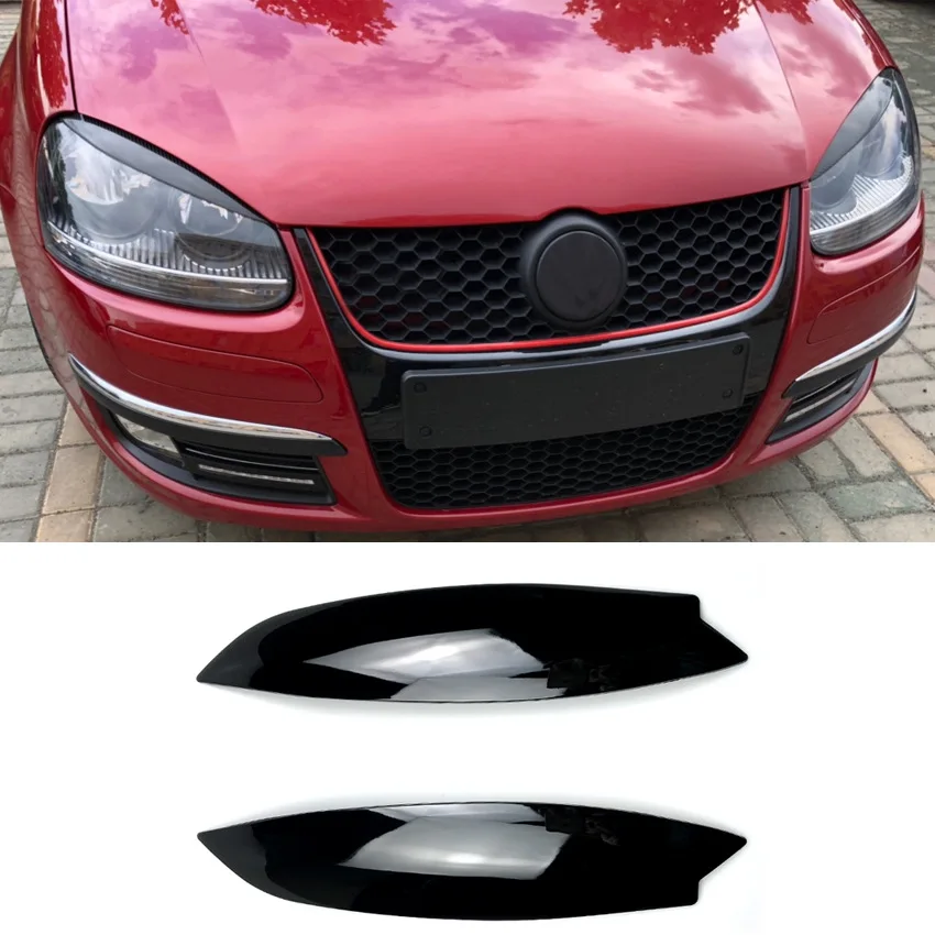 

For VW Golf 5 GTI R32 MK5 2005 2006 2007 Car Headlight Lamp Eyebrows Cover Trim Auto Eyelids Lids ABS Gloss Black Carbon Pattern
