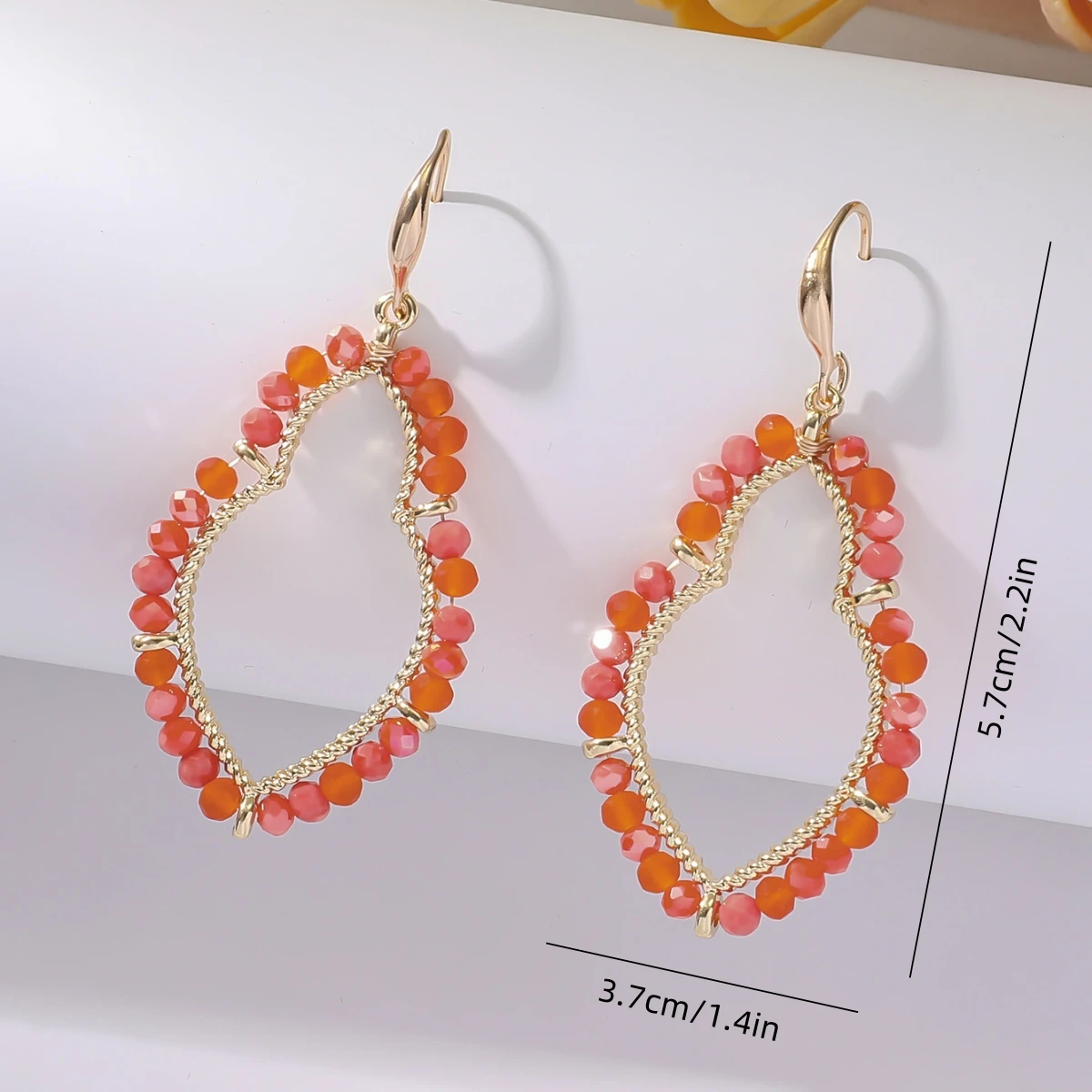 Trendy Handmade Colorful Waterdrop Crystal Beads Earrings for Women Boho Geometric Metal Drop Earrings Summer Holiday Jewelry
