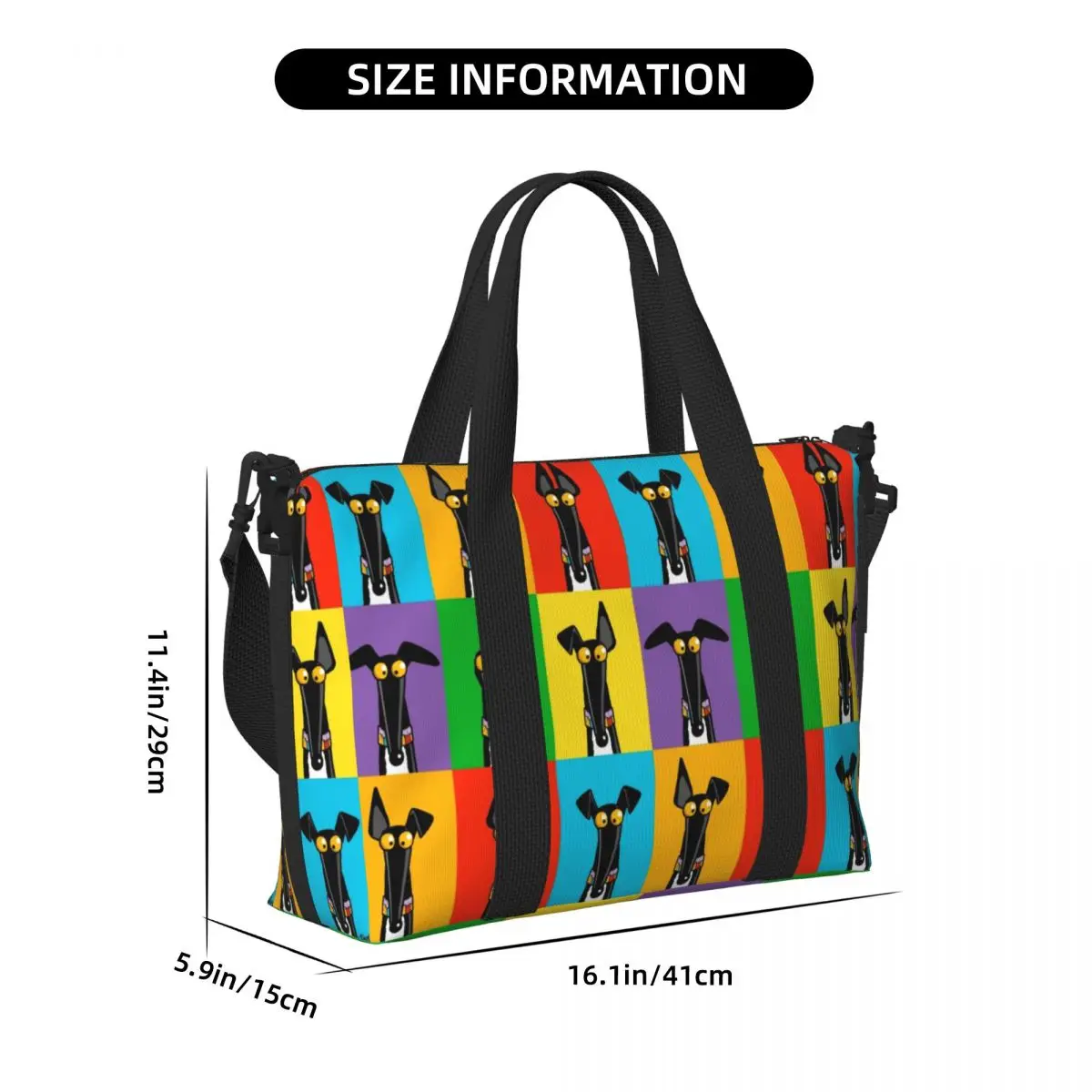 Greyhound Semaphore Tote Bag Women Large Capacity Whippet Sighthound Dog Beach Gym Shoulder Travel Bag