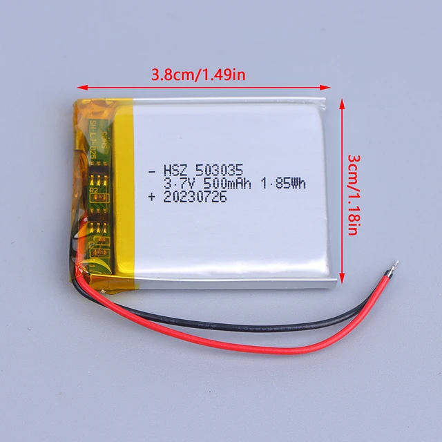 LiPo Pouch Battery 503035 (3.7V, 500mAh)