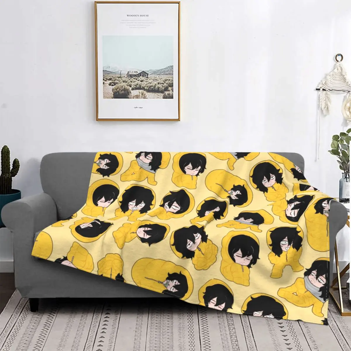 

Aizawa In A Sleeping Bag Pattern My Hero Academia Blanket Flannel Print Multifunction Warm Throw Blanket for Bed Car Rug Piece