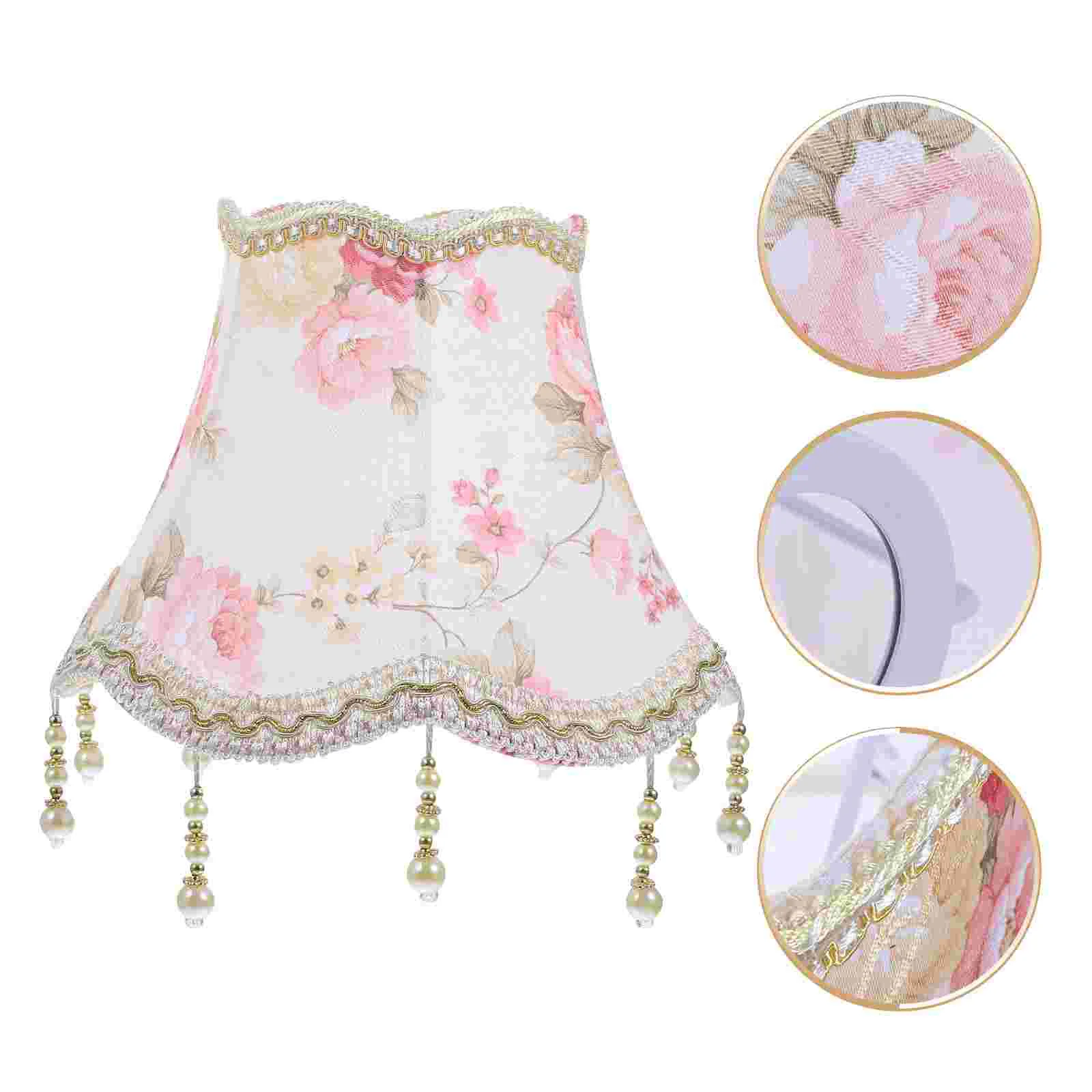 

European Style Table Lamp Shade Cloth Lamp Shade Retro Fringe Beads Lamp Cover Decor Table Lamp Cover European Lampshade E27