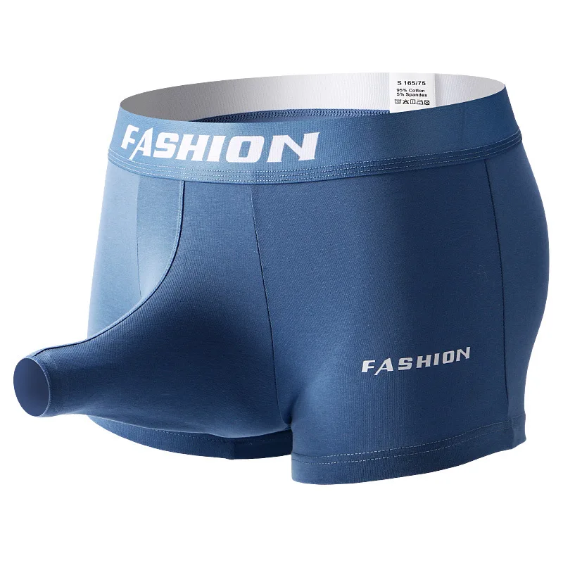 Open Elephant Nose Underwear Mens Cotton Mid Waist Boxer Shorts Cuecas Breathable Man Gay Sexy Bulge Pouch Trunk Panties Homme