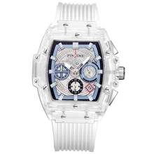 

PINTIME Luxury Men's Quartz Watch White Plastic Strap Unique Automatic Date Dial Design Waterproof Sports Wristwatch 2021 New