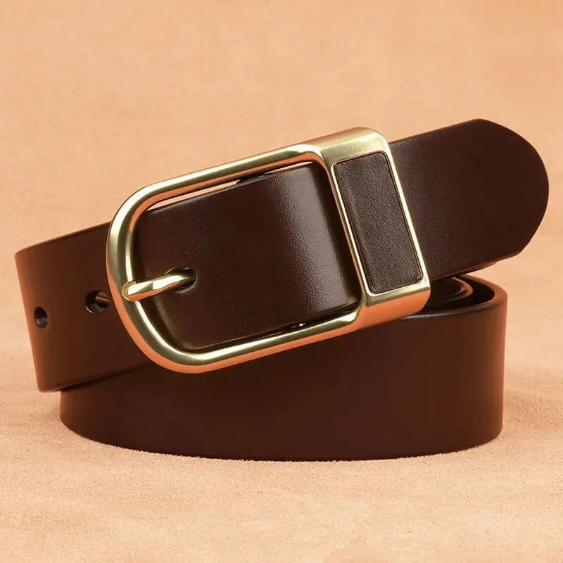 Genuine Leather For Men's High Quality Buckle Jeans Cowskin Casual Belts Business Cowboy Waistband Male Fashion Designer 2024New