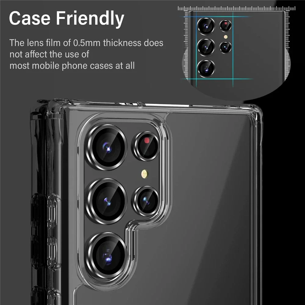 Premium Aluminum Alloy Camera Lens Protector with Tempered Glass Film for Samsung Galaxy Series