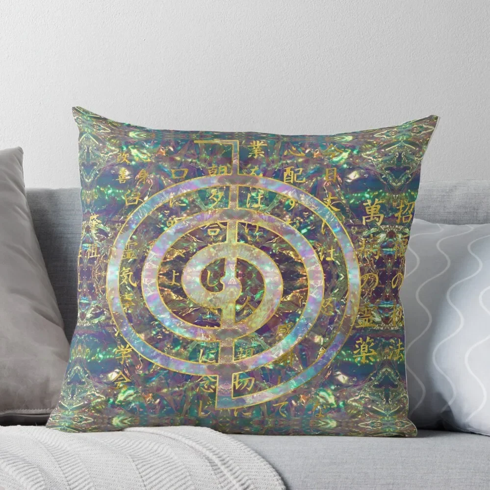

Gold Choku Rei Symbol and Reiki Precepts Throw Pillow Couch Pillows Cushion Cover For Sofa Decorative Cover For Living Room