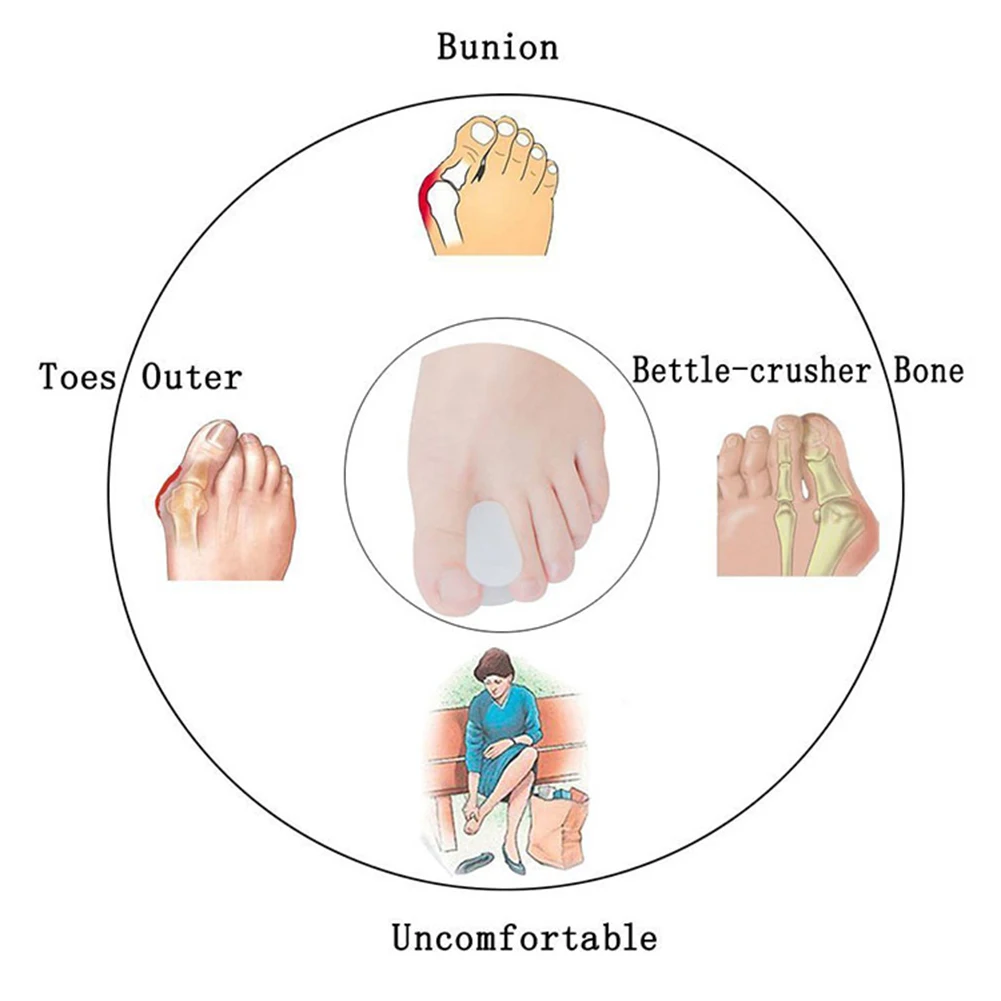 Gel Toe Separator Foot Care Tool Silicone Big Toe Bunion Straightener Valgus Hallux Bunion Protector Corrector Alignment 1/5Pair