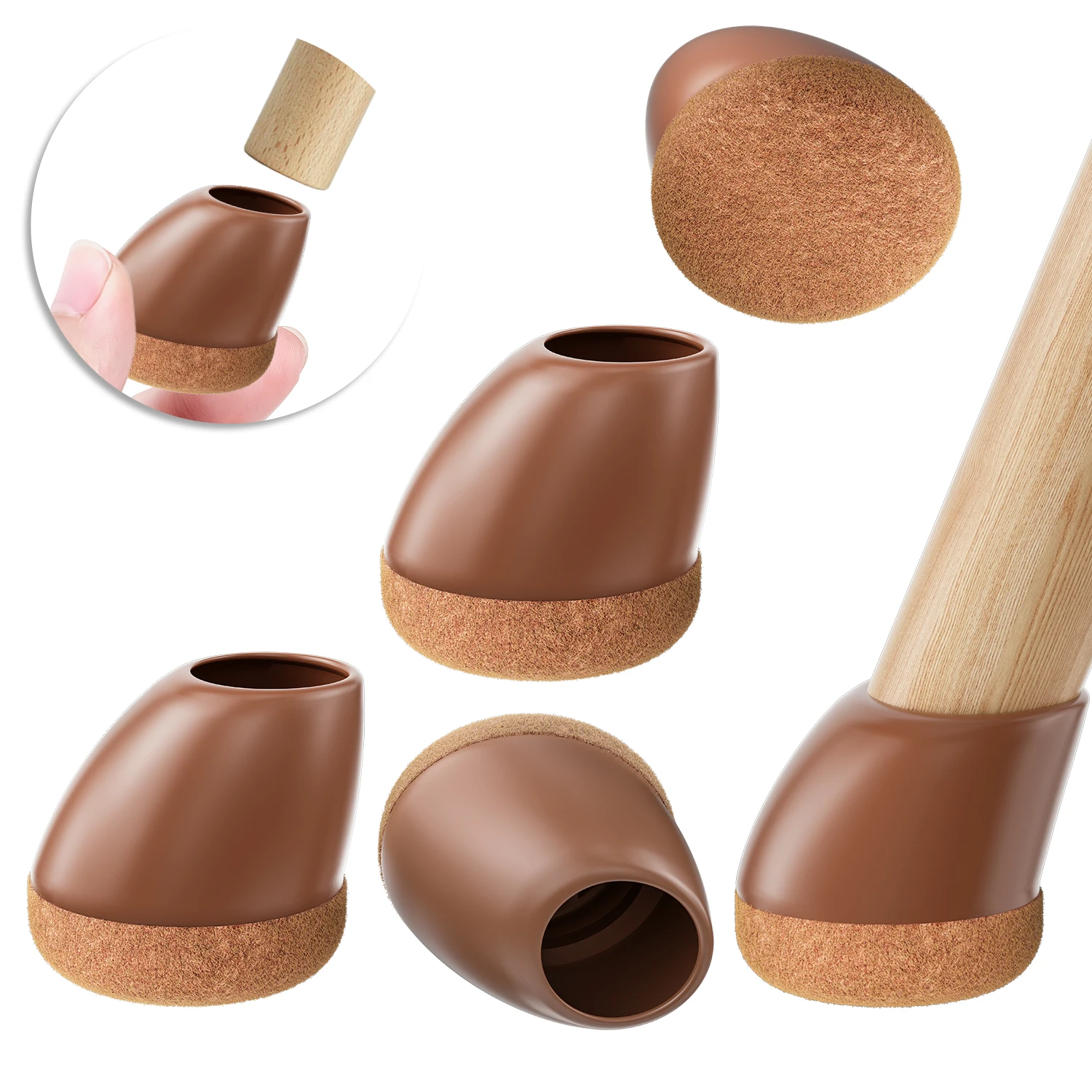 Silicone Chair Leg Caps with Felt Pads - Anti-Slip and Floor Protection Set