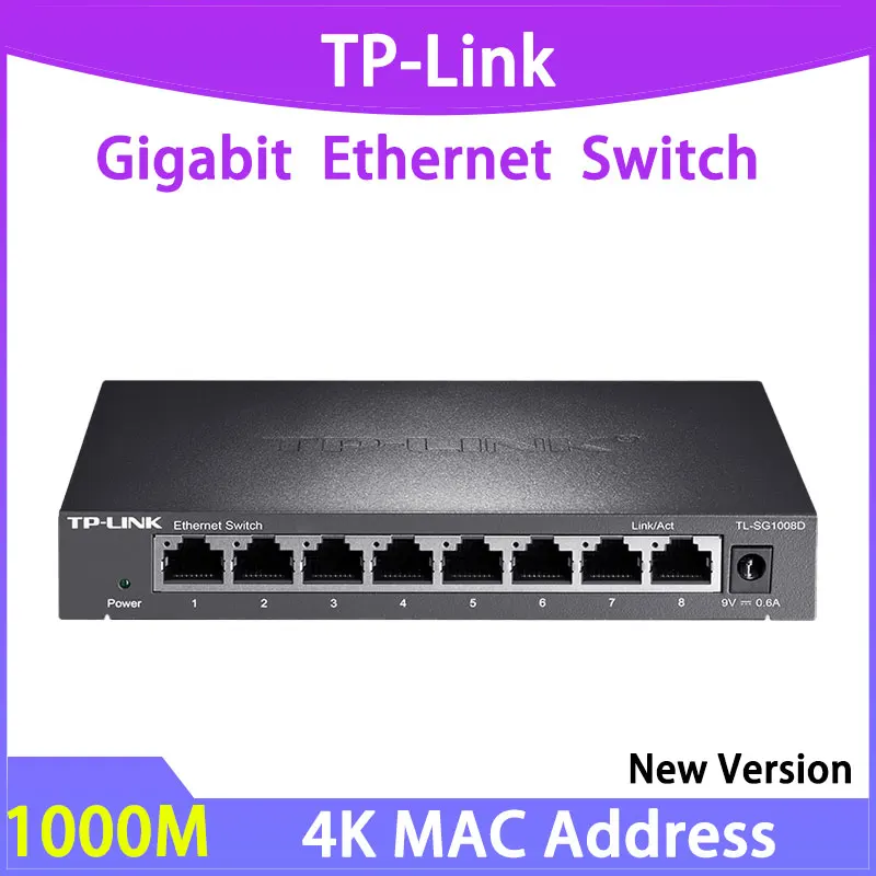 Switch de Rede Tp-link Divisor Gigabit Hub Ethernet Lan 1gbps Plug And Play Portas Tl-sg1008d 1gbps 1000mbps