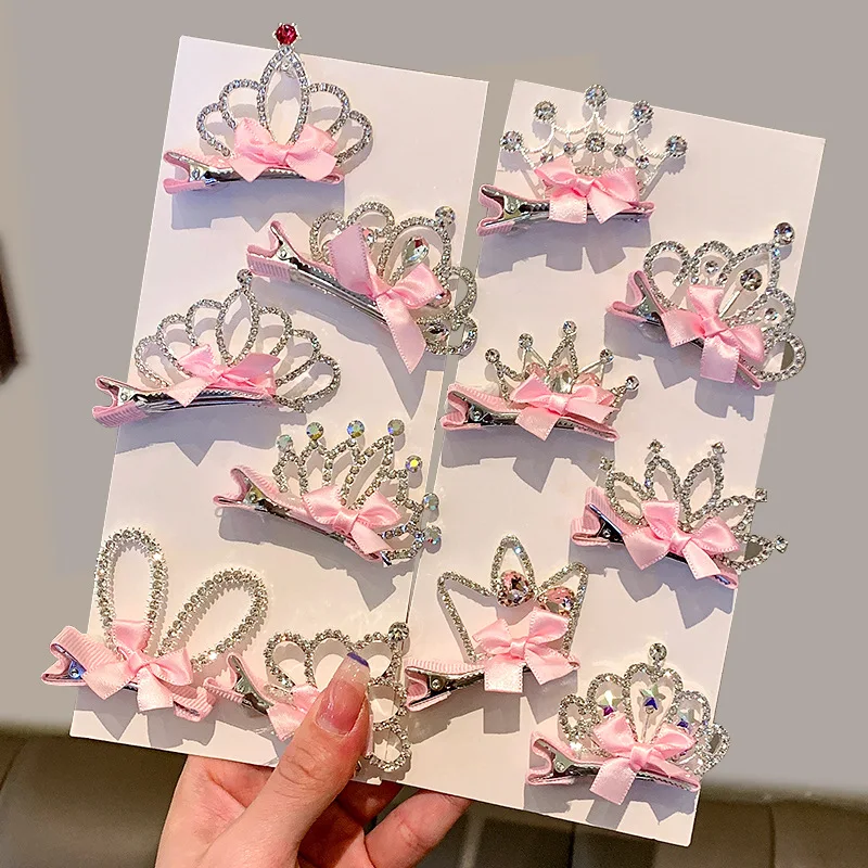 3D Crown Hairpin Hair Clip Children's Headwear Baby Girl Princess Rhinestone hair accessory hair clip