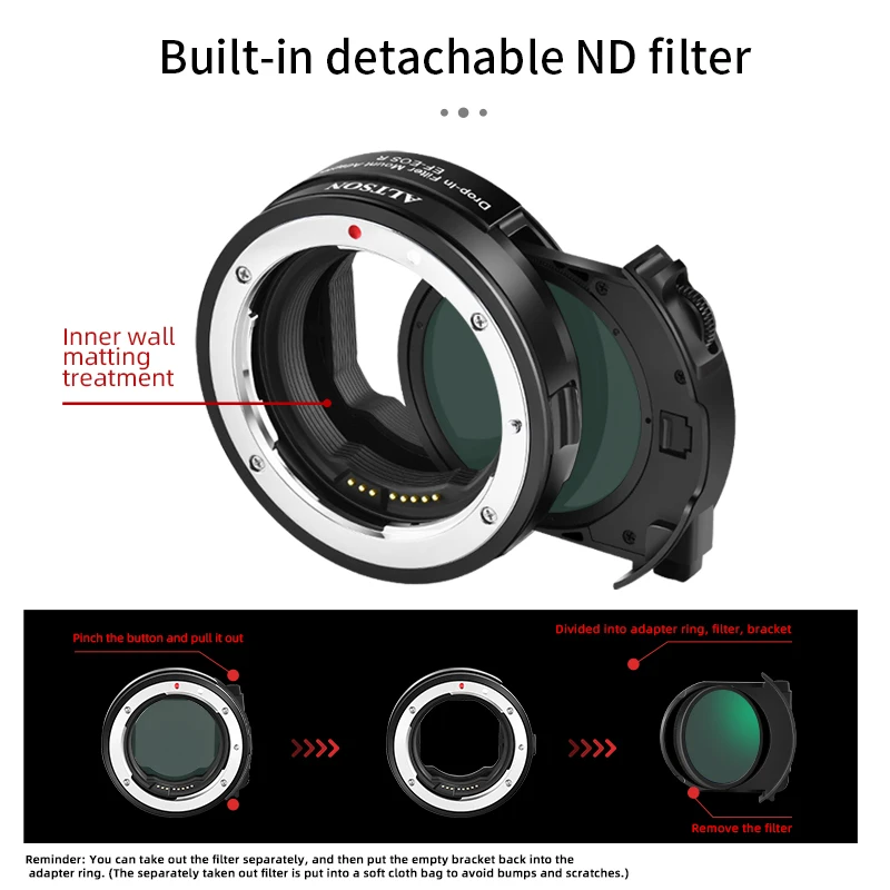 Altson-eos r Anel Adaptador Micro Câmera Única Filtro Escurecimento nd Canon ef e Ef-s Mount ef para Adaptador rf - Image 5