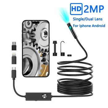 Single/Dual Lens Endoscope Camera for iPhone iPad IOS Android Type-C LED Light Borescope Inspection Camera for Industry Use 1