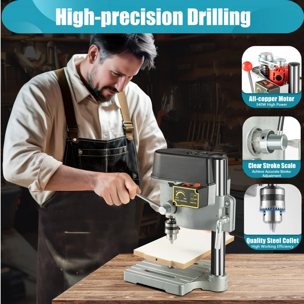 Portable Drill Press Electric Mini Drill Press Variable Speed Bench