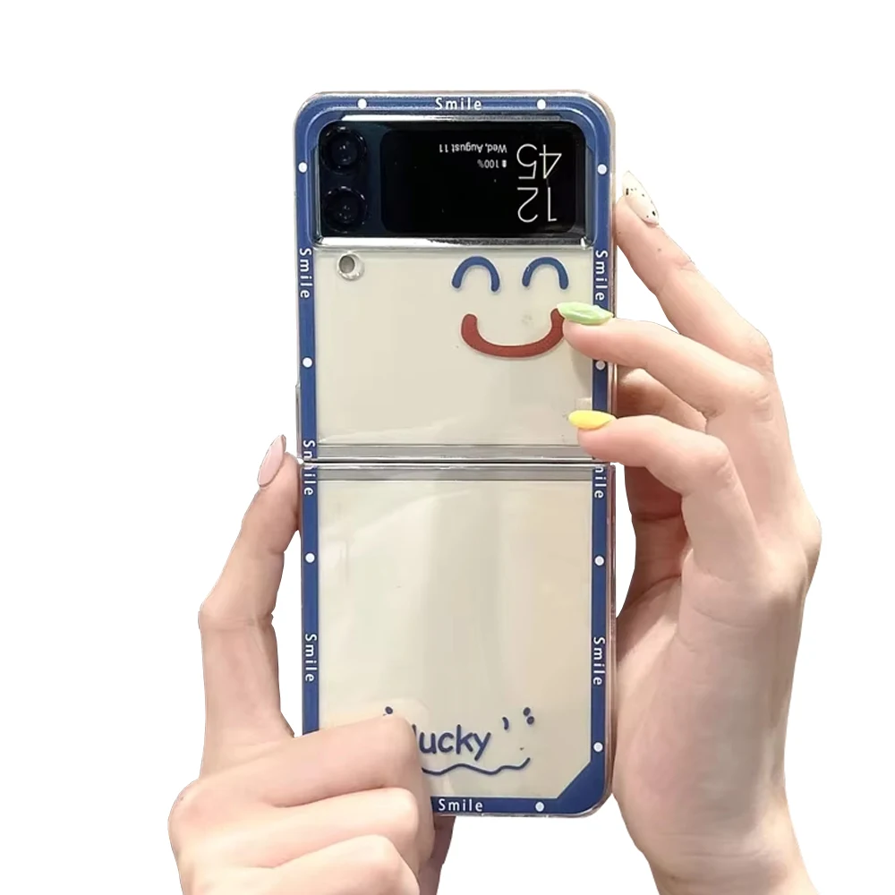 Korean Cute Happy Pattern Transparent Shockproof Folding Phone Case