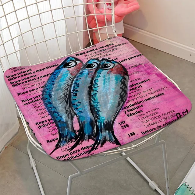 Coussin de chaise de salle à manger européen, sardine colorée, ster corrigé, poisson, océan, animal, siège de décoration circulaire, bureau, chaise de bureau, coussin en polymères 3
