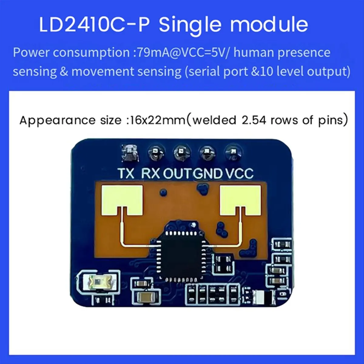 ABGN 2Pcs 24G MmWave HLK-LD2410C 인간 존재 레이더 센서 모션 감지 모듈