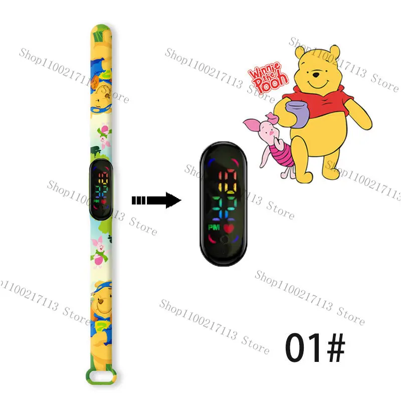 Disney Winnie the Pooh children's watches cartoon print strap LED touch waterproof Sports electronic kids watch birthday gifts 2