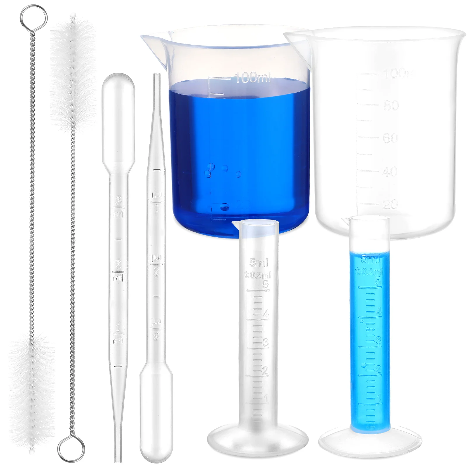

Beaker Test Graduated Cylinders Transfer Pipettes Clear Plastic Tube Beakers Measuring Dropper Laboratory Containers