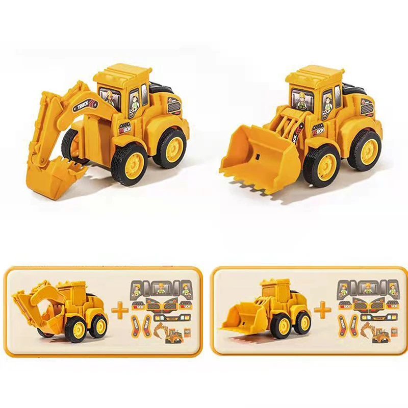 Excavator Bulldozer Children Educational Construction Vehicle Toy Kids Boy Gift 1Pcs Engineering Vehicle Model Press Sliding Car