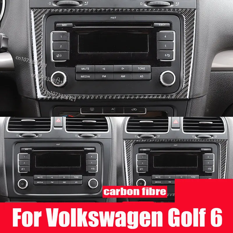 

Для Volkswagen Golf 6 модификация деталей интерьера автомобиля из углеродного волокна центральное управление CD кондиционерная панель декоративная наклейка