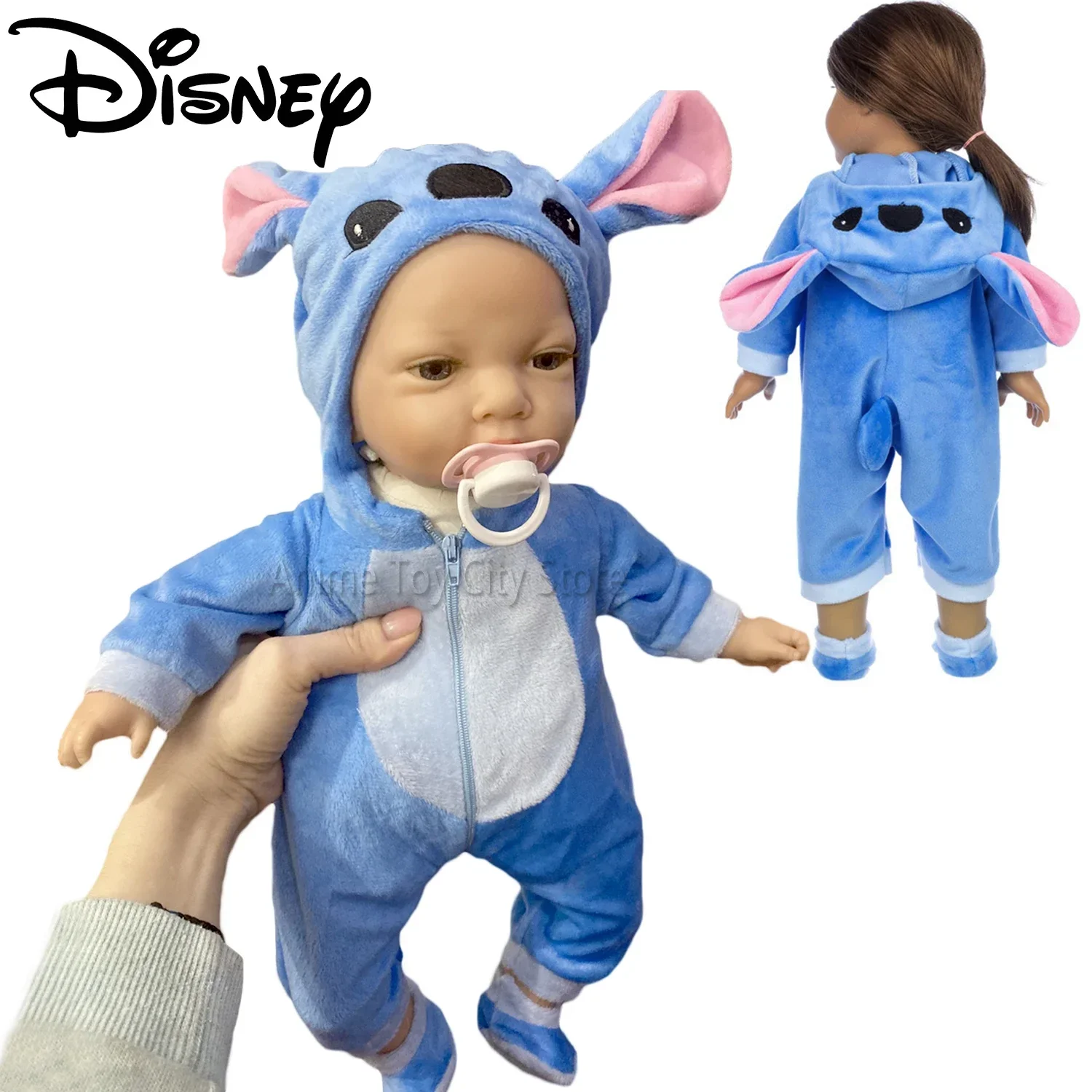 43 CM Doll Outfits Cosplay Stitch Disney for 17Inch Dolls Baby Born Doll Cute Jumpers Rompers Suit+Shoes Kid Girl Christmas Gift