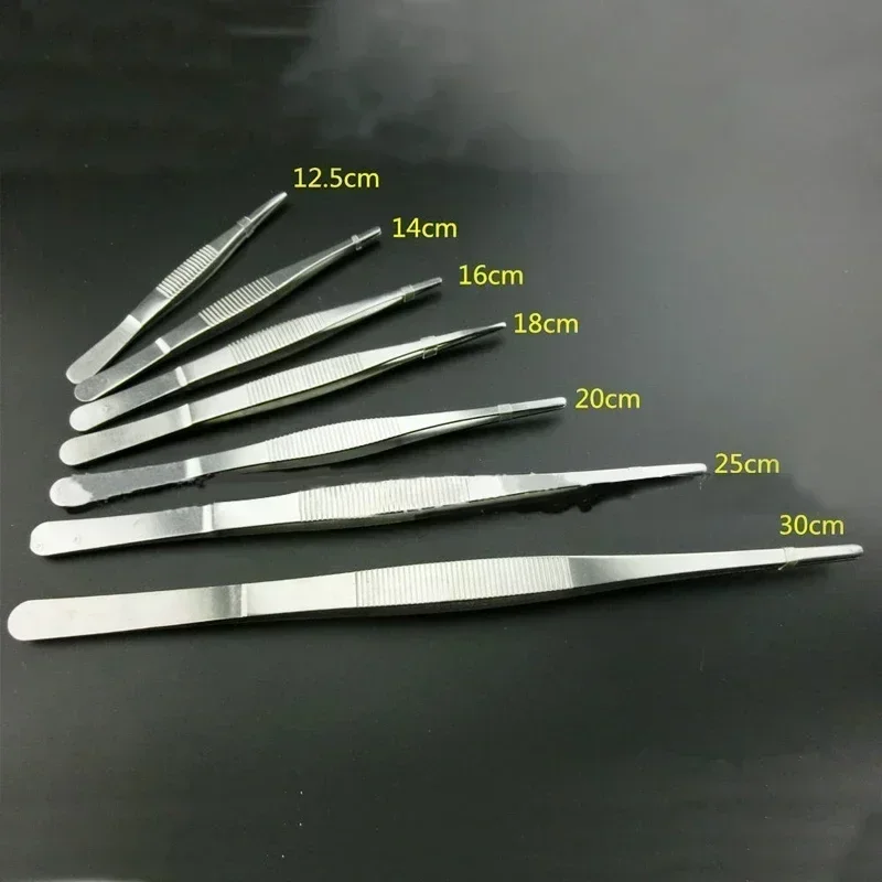 Barbecue Food Tong Stainless Steel Straight Curved Toothed Tweezer Home Medical Garden Kitchen BBQ Tool