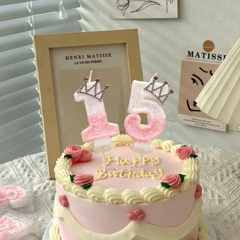 Pink Crown Birthday Candle - Adorable Number Candle for Cake Topper Celebrations