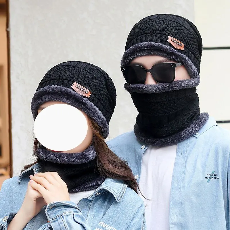 Knitted Hat Knitted Cap Knitted Beanie Cotton Hat Winter Hat Men Women Winter Knitted Woolen Hat Pile Thickened Warmth Cold Cycling Cotton Hat