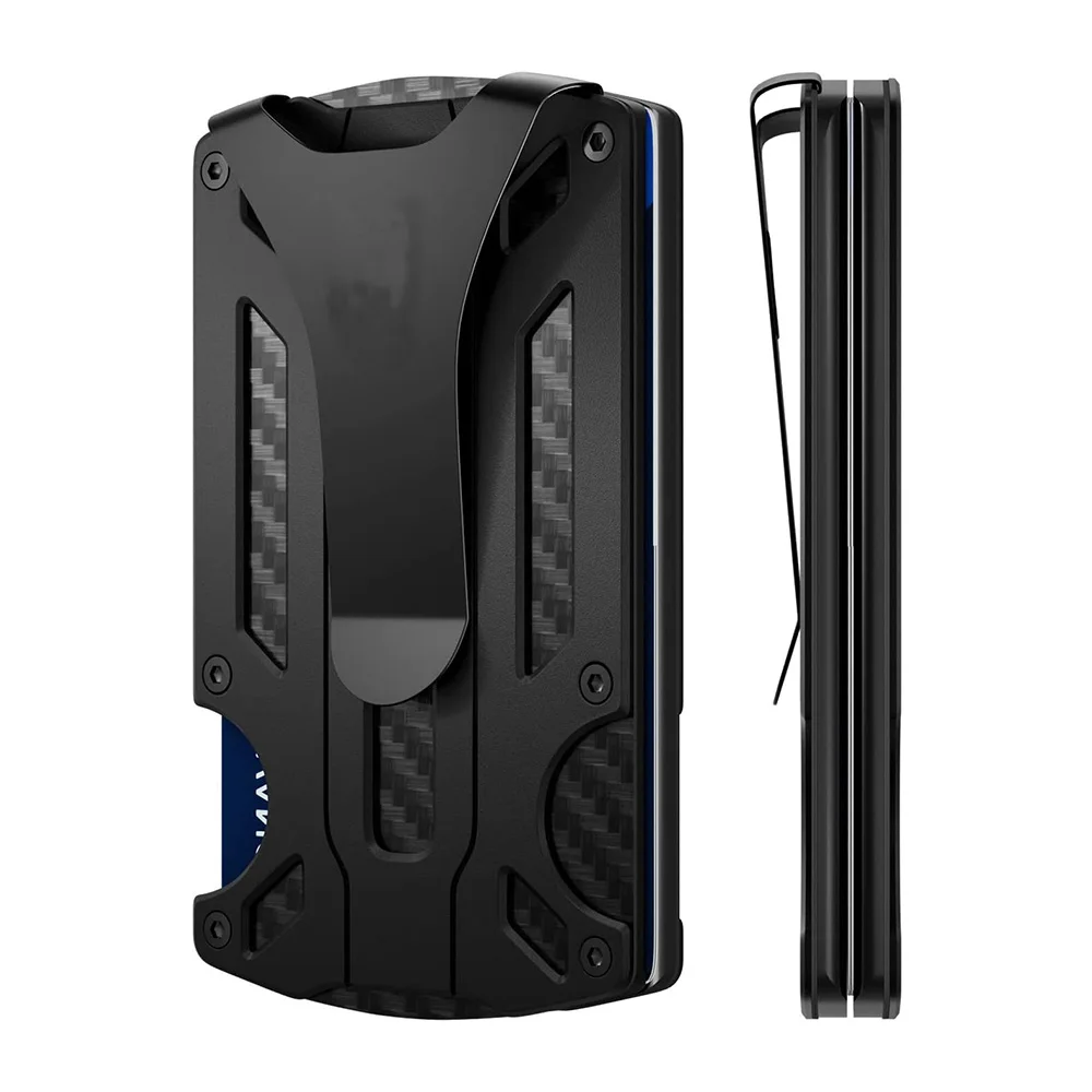 Men's Carbon Fiber Tactical Wallet with RFID-Blocking and Slim Aluminum Design