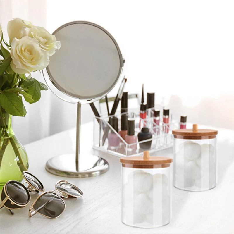 Makeup Organizer Transparent Cotton Swab Storage Box Acrylic Storage Box Cotton Swab Cosmetic Bathroom Bedroom Makeup Organizer