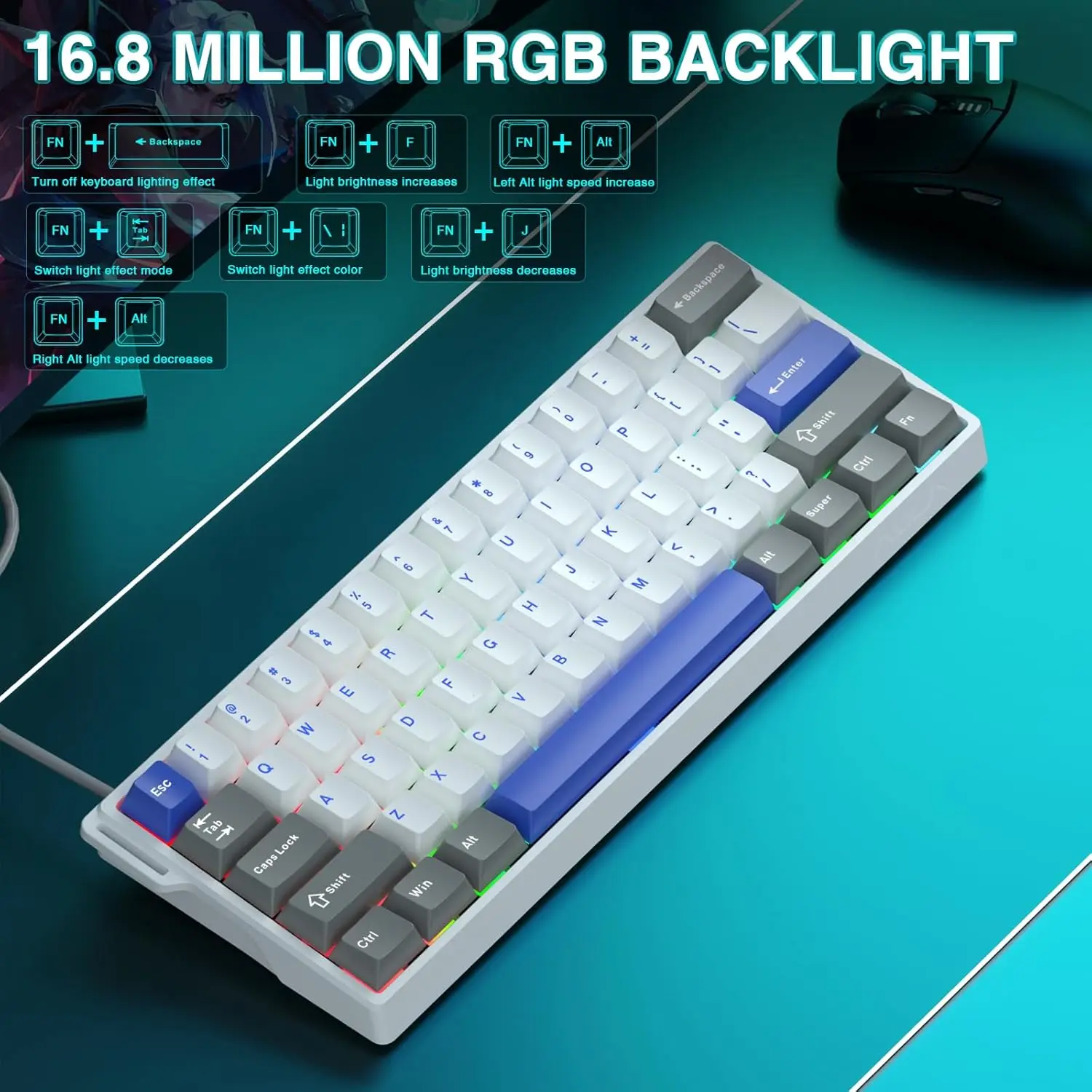 AULA WIN60 HE Pro Max 유선 기계식 키보드 60% 핫스왑 홀 이펙트 마그네틱 스위치 8000Hz RGB 저지연 게이밍 키보드