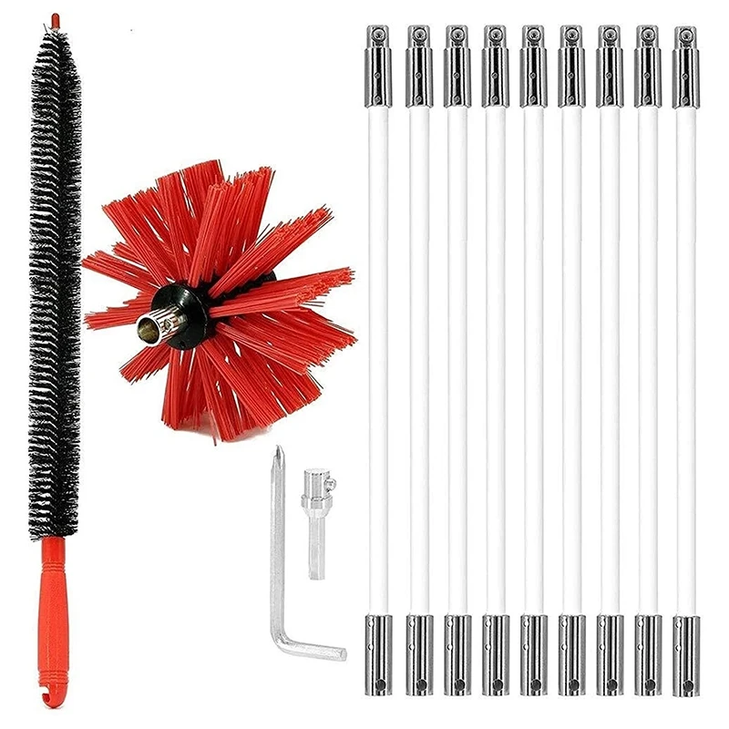 Promotion! Chimney Brush-Electrical Drill Drive Sweeping Cleaning Tool Kitchen With Reinforced Nylon Flexible Rods For |