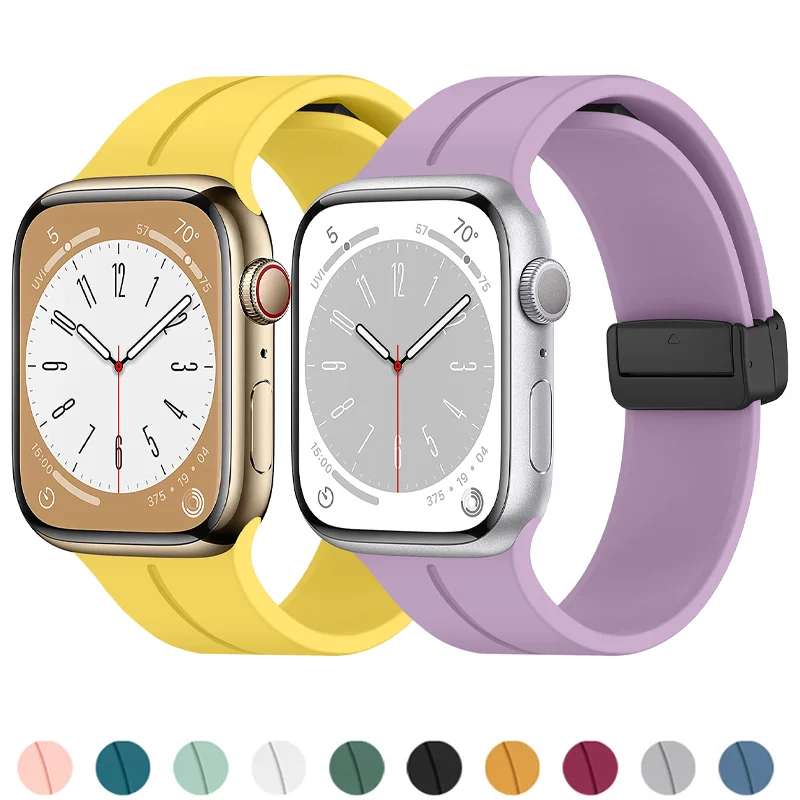

Silicone Strap For Apple watch band 44mm 45mm 49mm 40mm 41mm 42mm 38mm 44 45 mm magnetic correa iWatch Series 7 se 6 5 3 8 ultra
