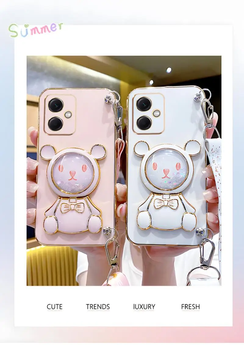 Bear Lanyard Strap Case For Motorola Moto G8 G9 G50 G30 G20 G10 G40 G60S G22 G23 G52 G53 G73 G60s E6S E7 Power Cover_voghion.com