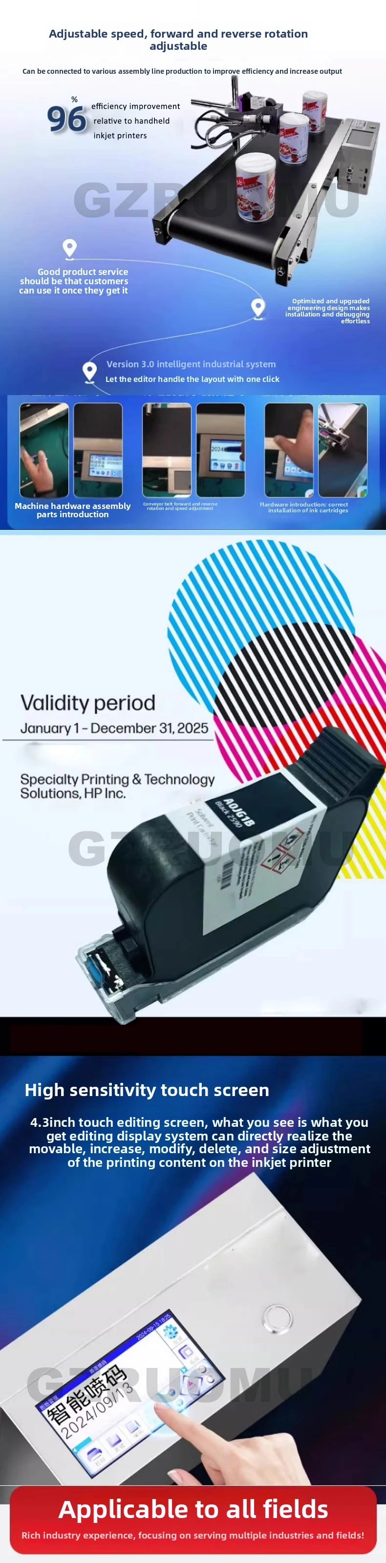Automatic Online Inkjet Printer with Conveyor Belt Automatic Continuous Coding M