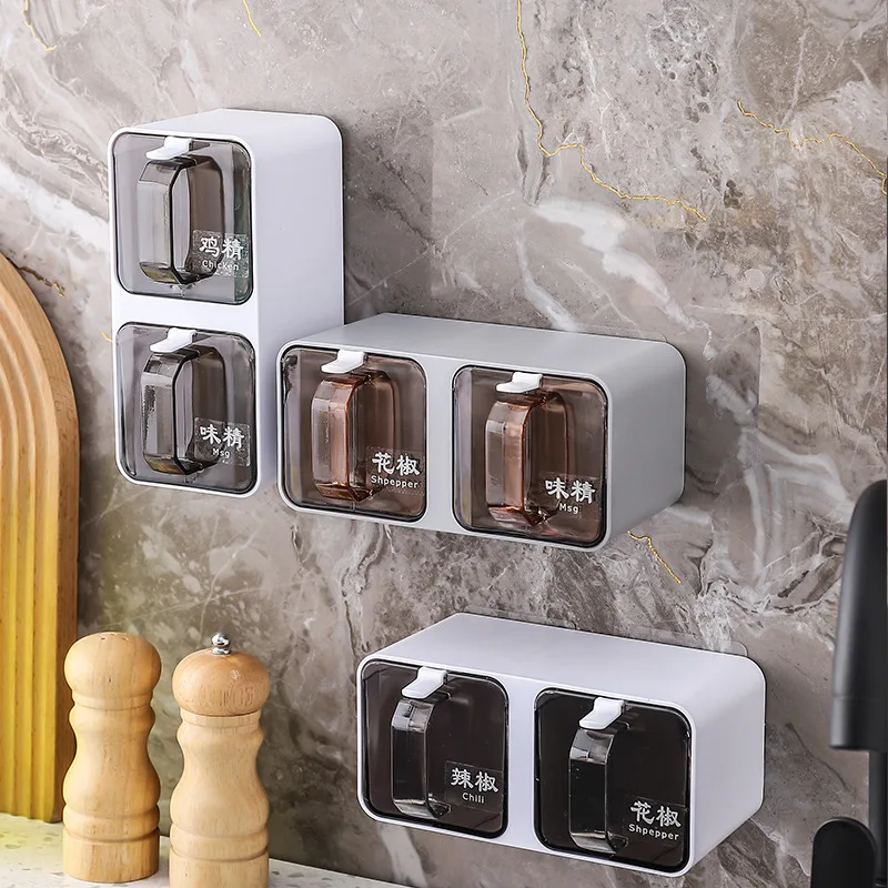 CONTENITORE PER CONDIMENTO 3 set contenitore per condimenti montaggio a parete barattolo per