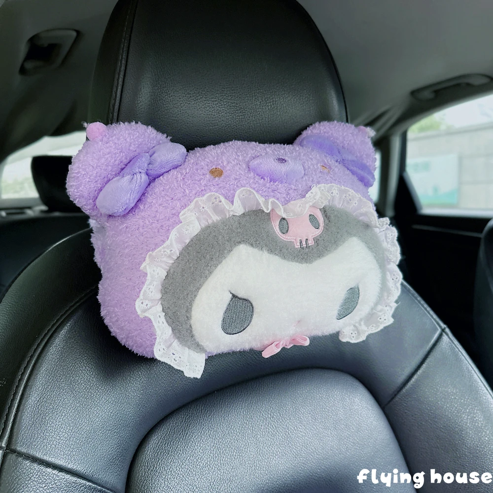 Sanrio Kuromi Headrest Cushion Car Seat Cartoon My Melody Cinnamoroll Pom Pom Purin Pillow Comfortable Home Decor Girl Gift