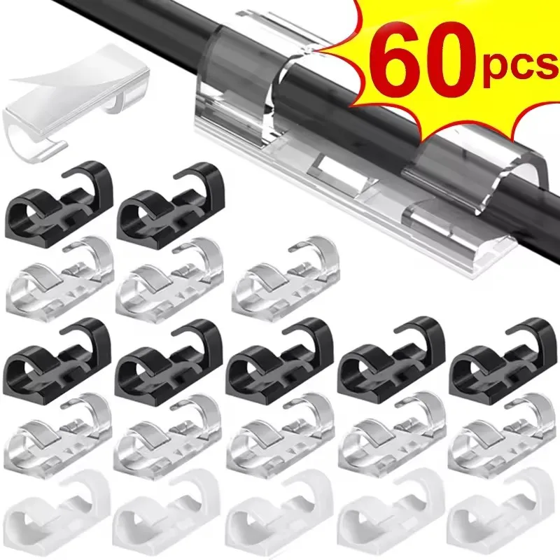 กาวคลิปสาย Data Cable Manager การจัดการสายไฟสําหรับโต๊ะสํานักงานรถบ้านลวดคลิป CLAMP Self-Adhesive สติกเกอร์ 1