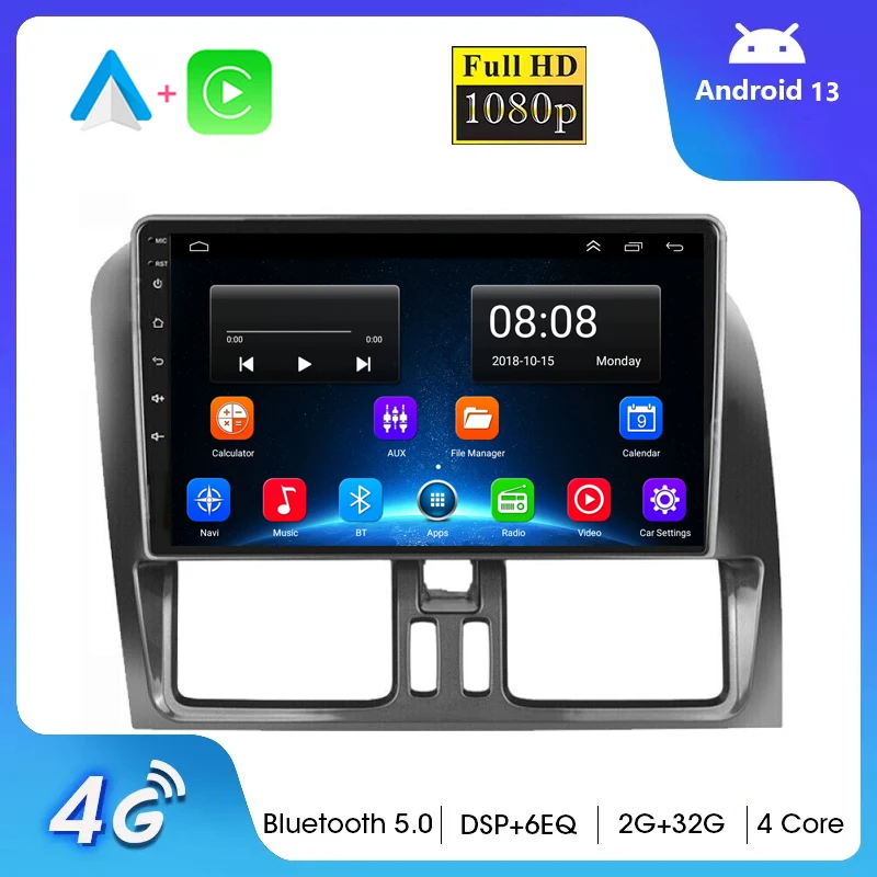 

Автомобильный радиоприемник на Android 13 для Volvo XC60 que 1 2008 2009 - 2013 стерео Мультимедийный плеер GPS-навигация BT 4G Carplay No 2din DVD