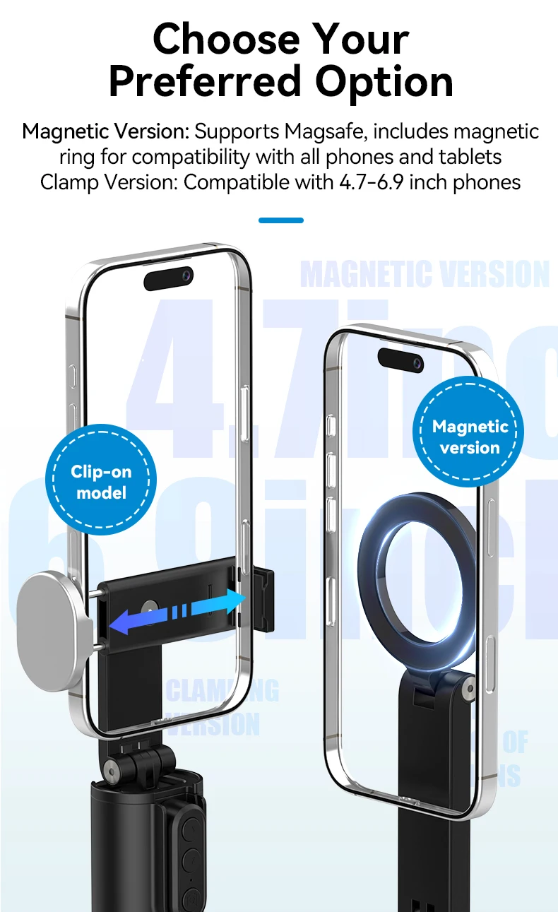3 in 1 Selfie stick Phone Holder Wireless Remote Control Travel Clamp Magnetic 3