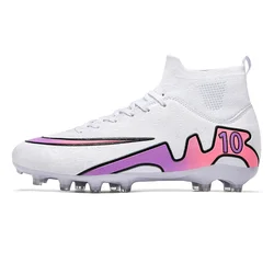 Elite High - Performance Unisex Football Boots - Enhanced Traction & Ankle Support for Turf & Indoor Play (Z499 - C - White Pink-)